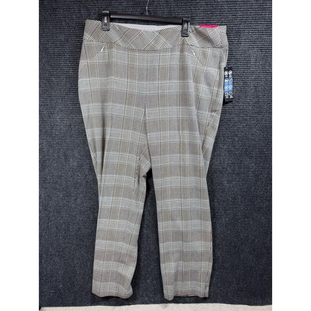 Park Ave Fit Secret Support Straight Leg Plaid Dress Pants Womens 18WR NWT